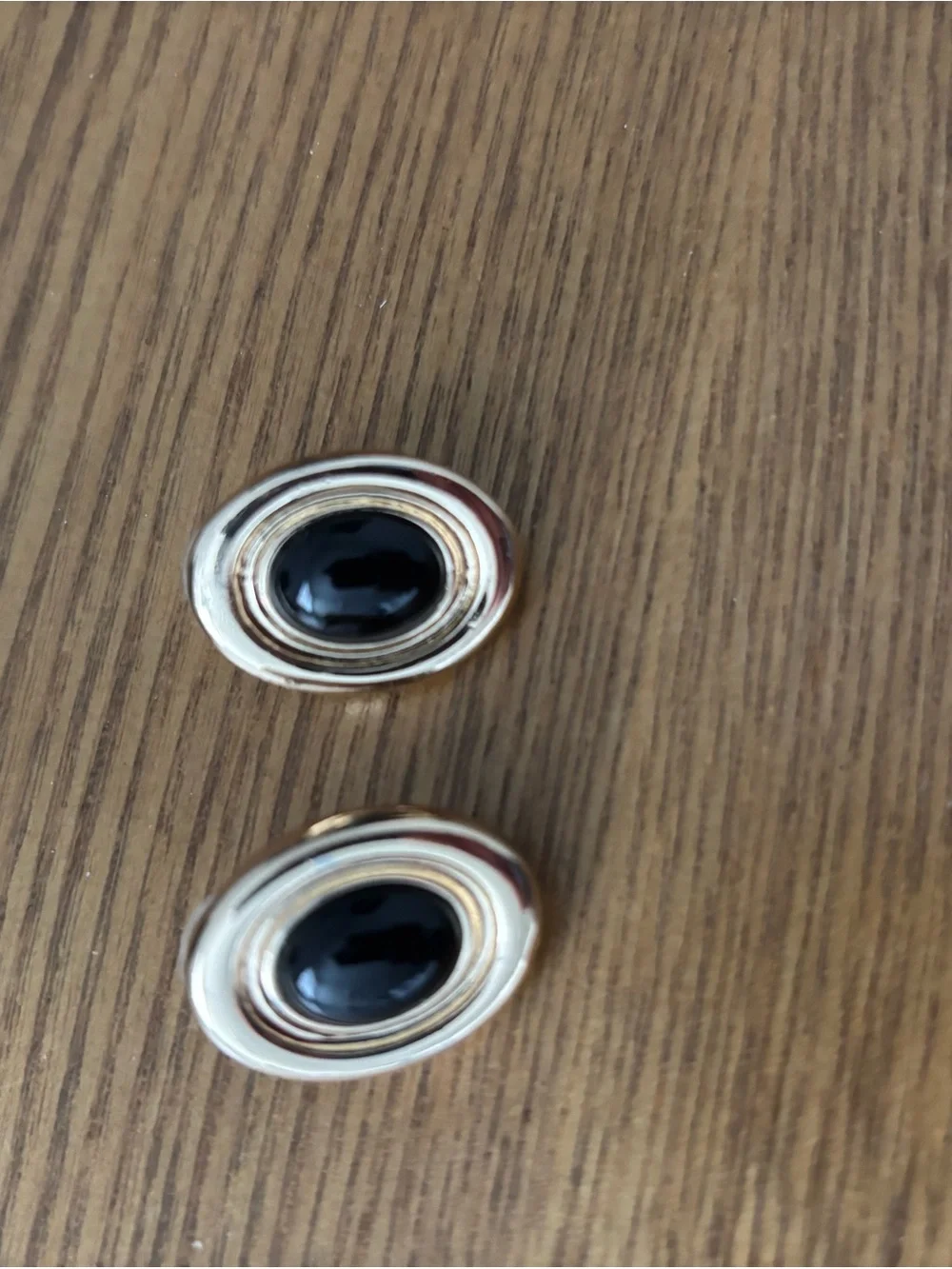 Gold and Black Oval Earrings